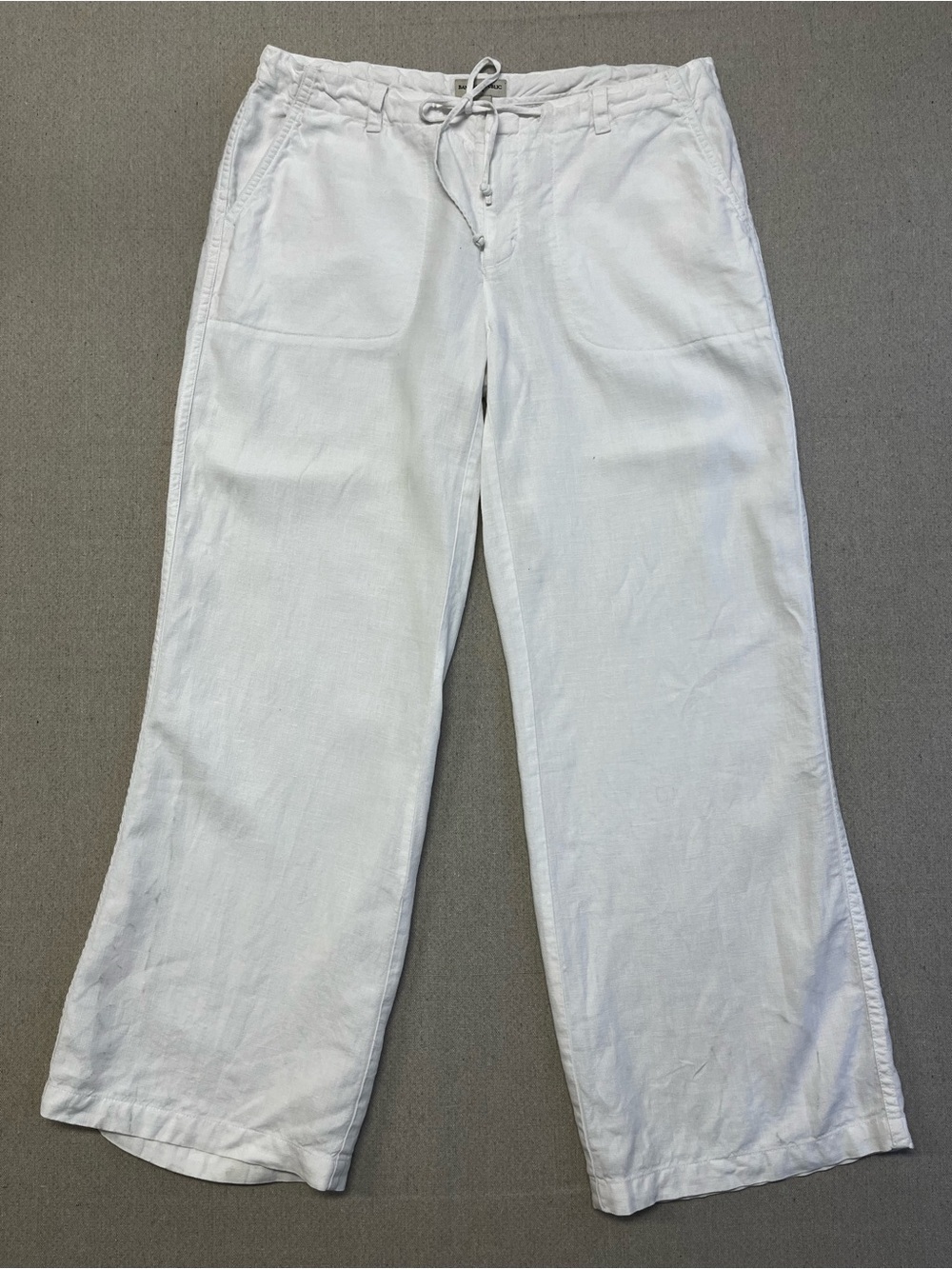 Banana Republic White Linen Drawstring Pants Women’s Size 12 Wide Leg